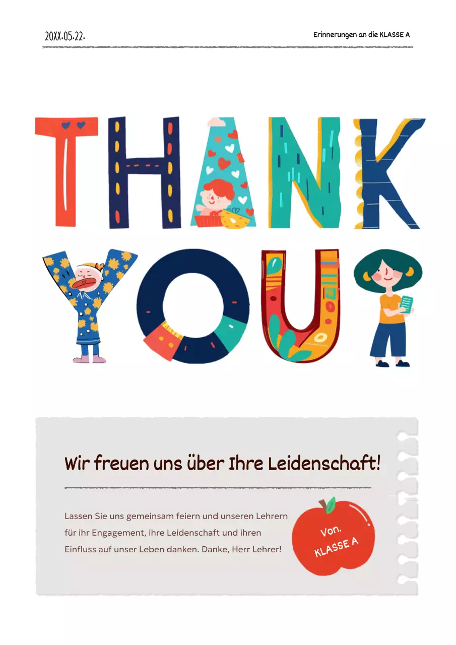 Wöchentliche Beiträge zum Tag des Lehrers in Rot und Gelb