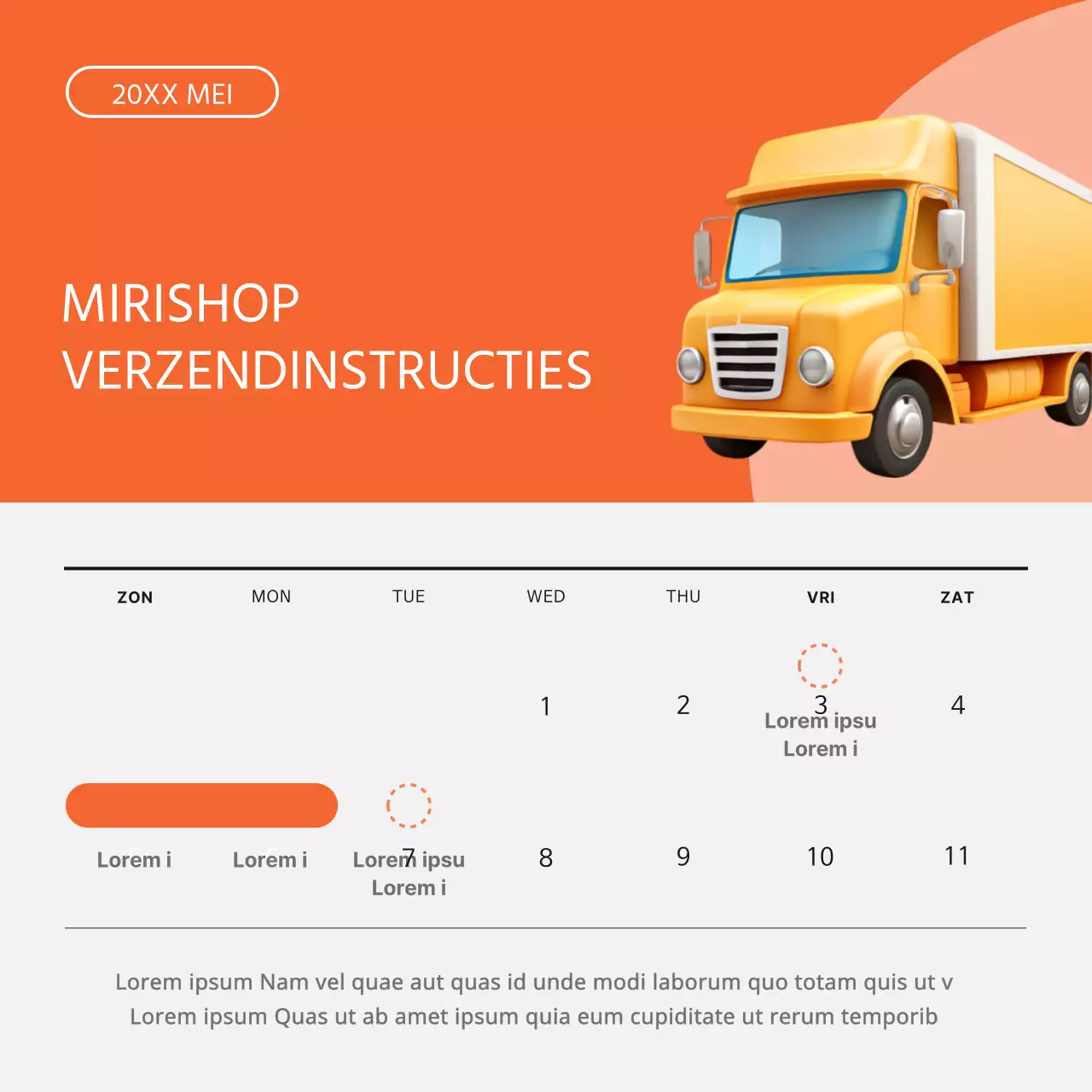 Eenvoudige verzendinstructies in oranje en wit