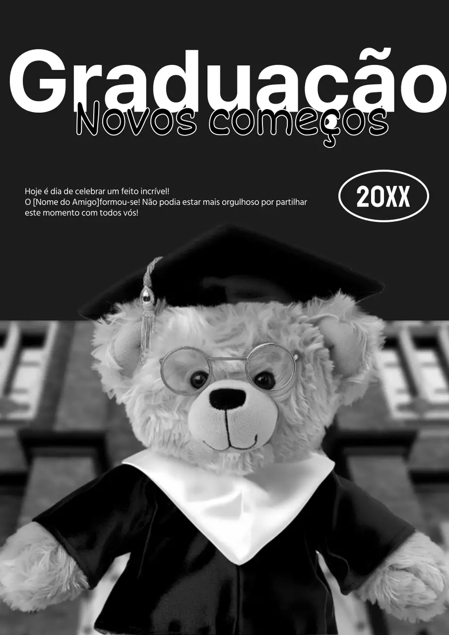Promoção de formatura kitsch a preto e branco e preto