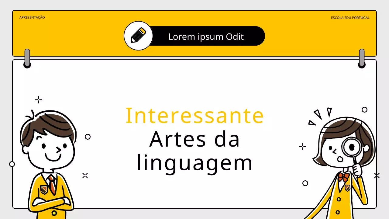 Um simples prospeto escolar amarelo e preto para a redação de um ensaio