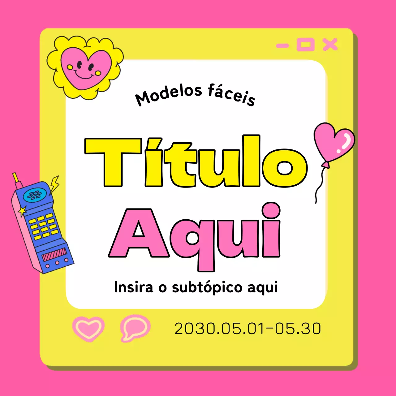 Capa de moldura de título gira em rosa e amarelo