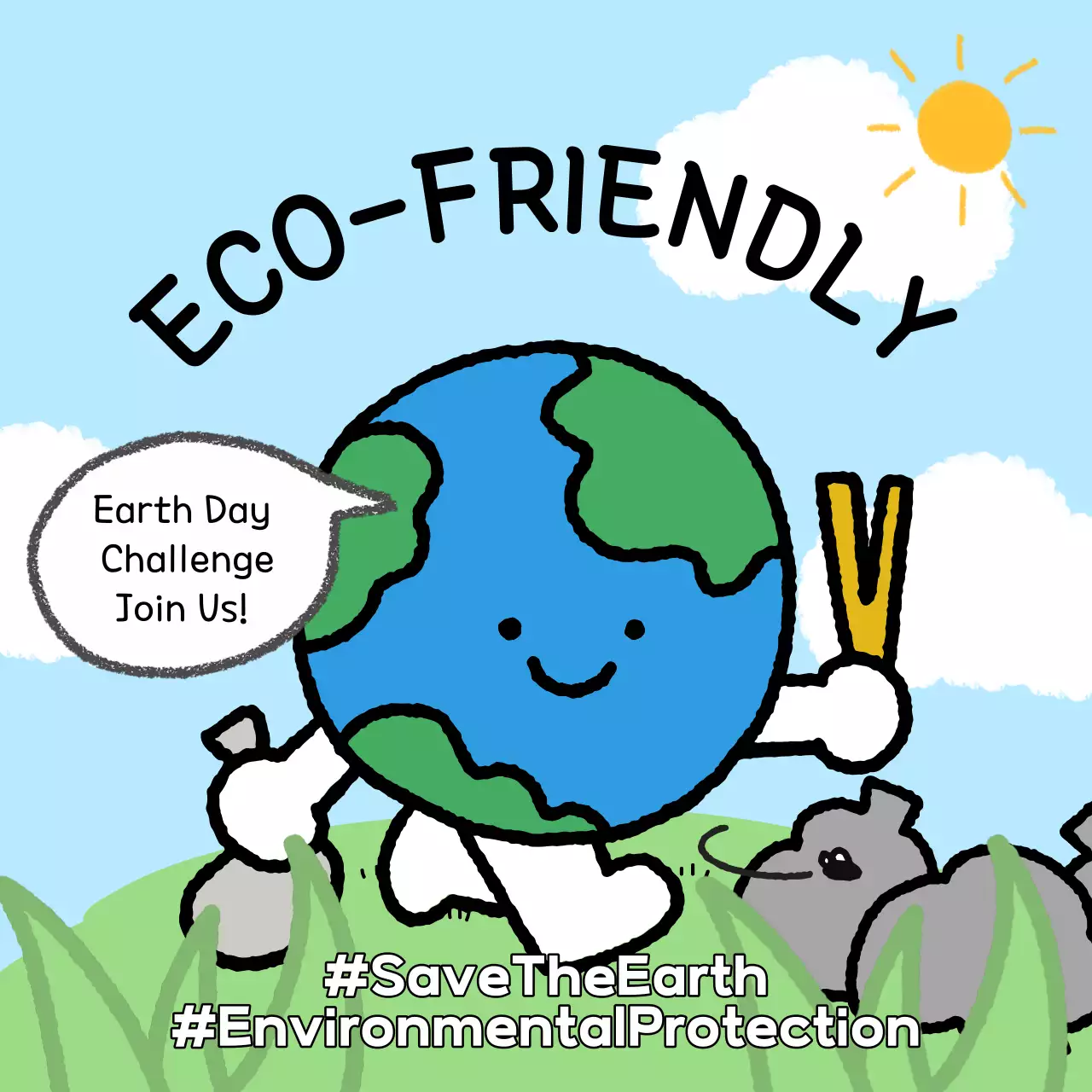 Promote a pop-art Earth Day flogging challenge in light blue and chartreuse to recruit members.