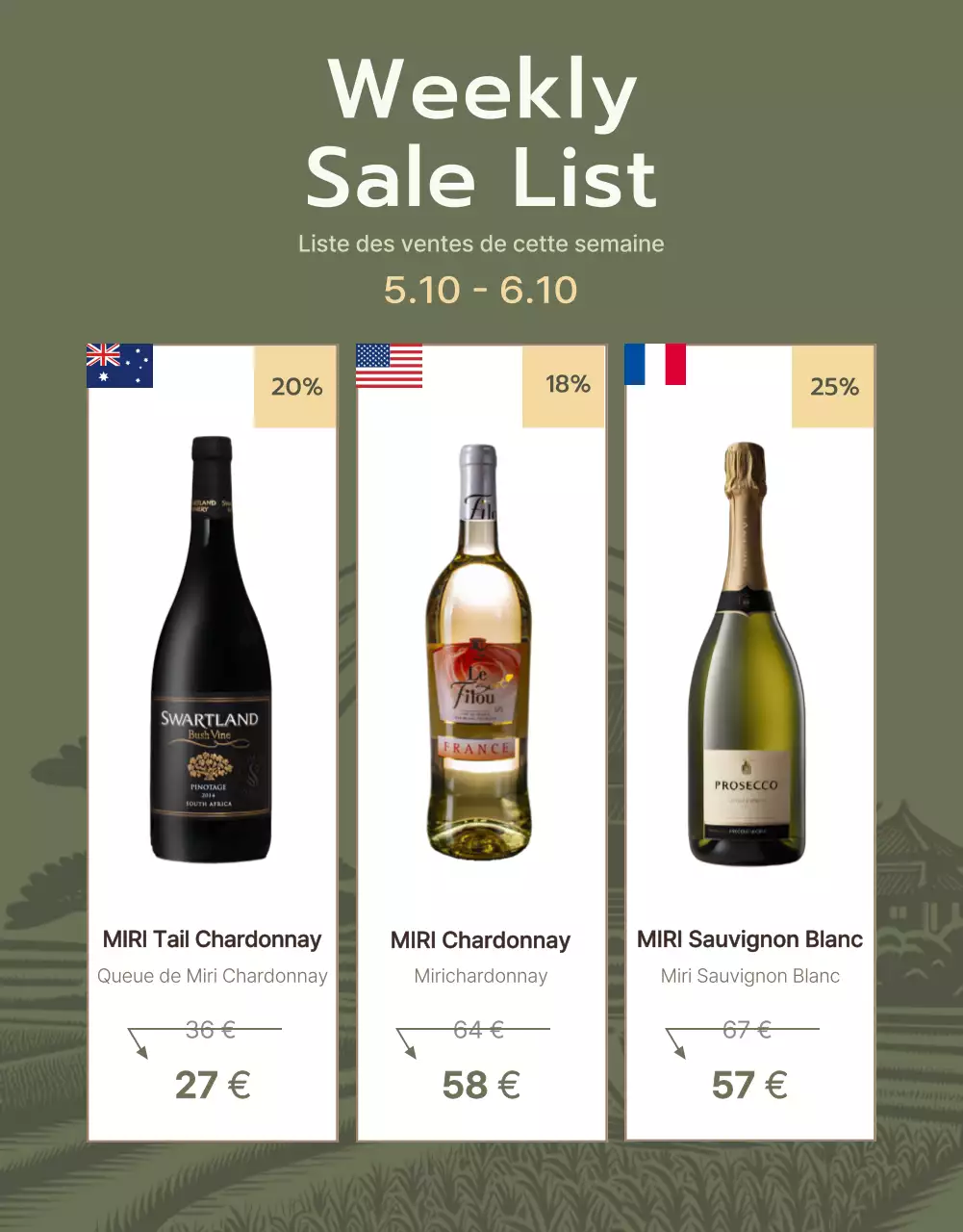 Promouvoir les descriptions de vins fins en chartreuse et kaki