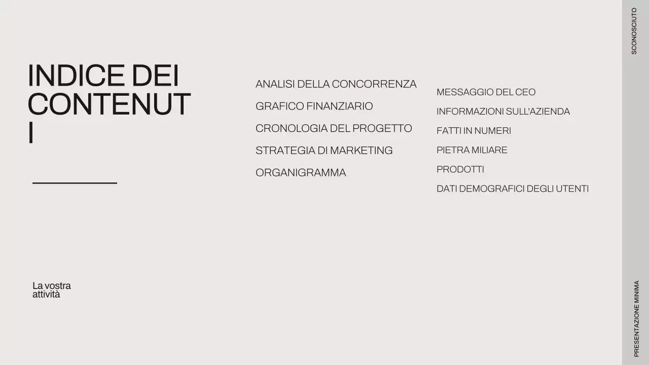 Presentazione aziendale minimale in nero e beige