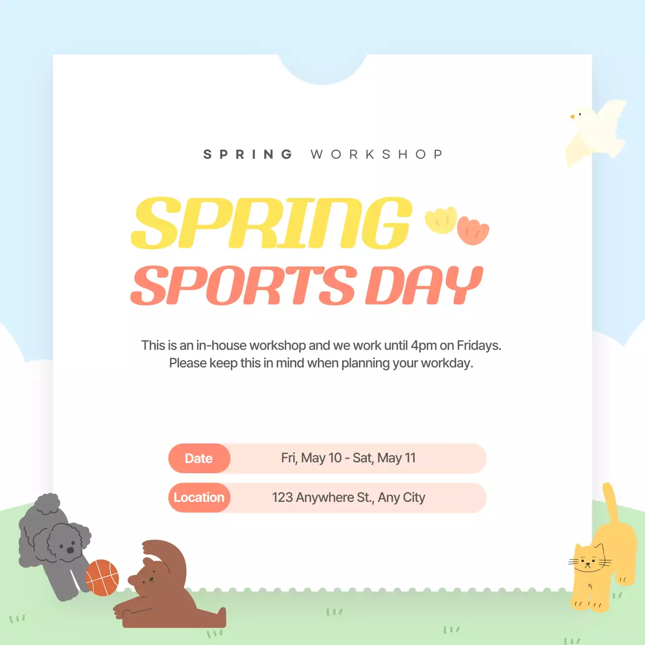 Yellow Simple Sports Announcement Social Media Post