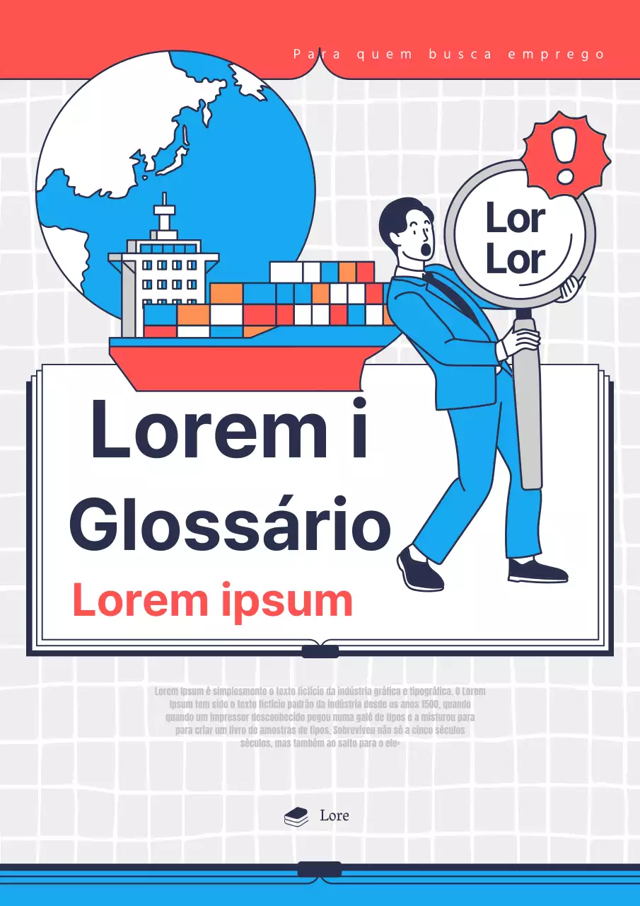 Capa do glossário comercial em azul e laranja