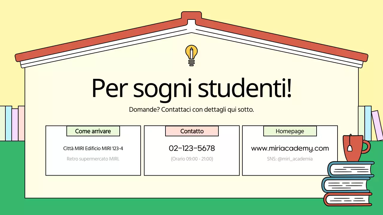 Prospetto scolastico giallo e verde