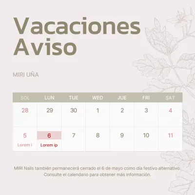 Un salón de manicura minimalista en beige y marfil con un puesto de guía de vacaciones