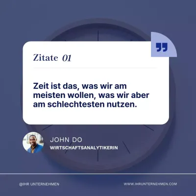 Blue Modern Time Management Quotes Werbung
