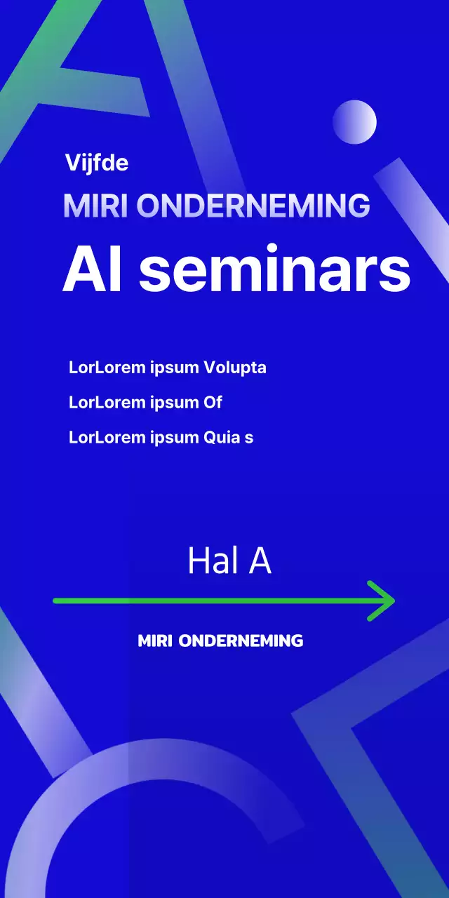 Kunstmatige intelligentie AI decoratief element banner ontwerp met blauwe achtergrond corporate instelling seminar bedrijf alfabet Engels