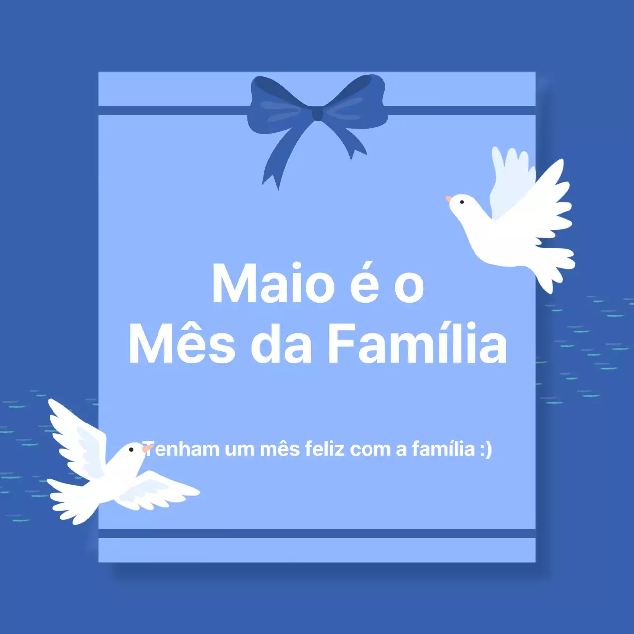 Cartões de agradecimento do Mês da Família Moderna em branco e azul