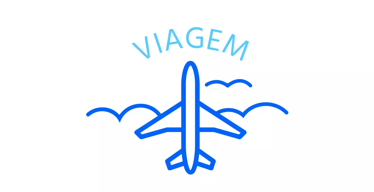 Agência de viagens simples em azul frio com ilustrações de aviões e nuvens