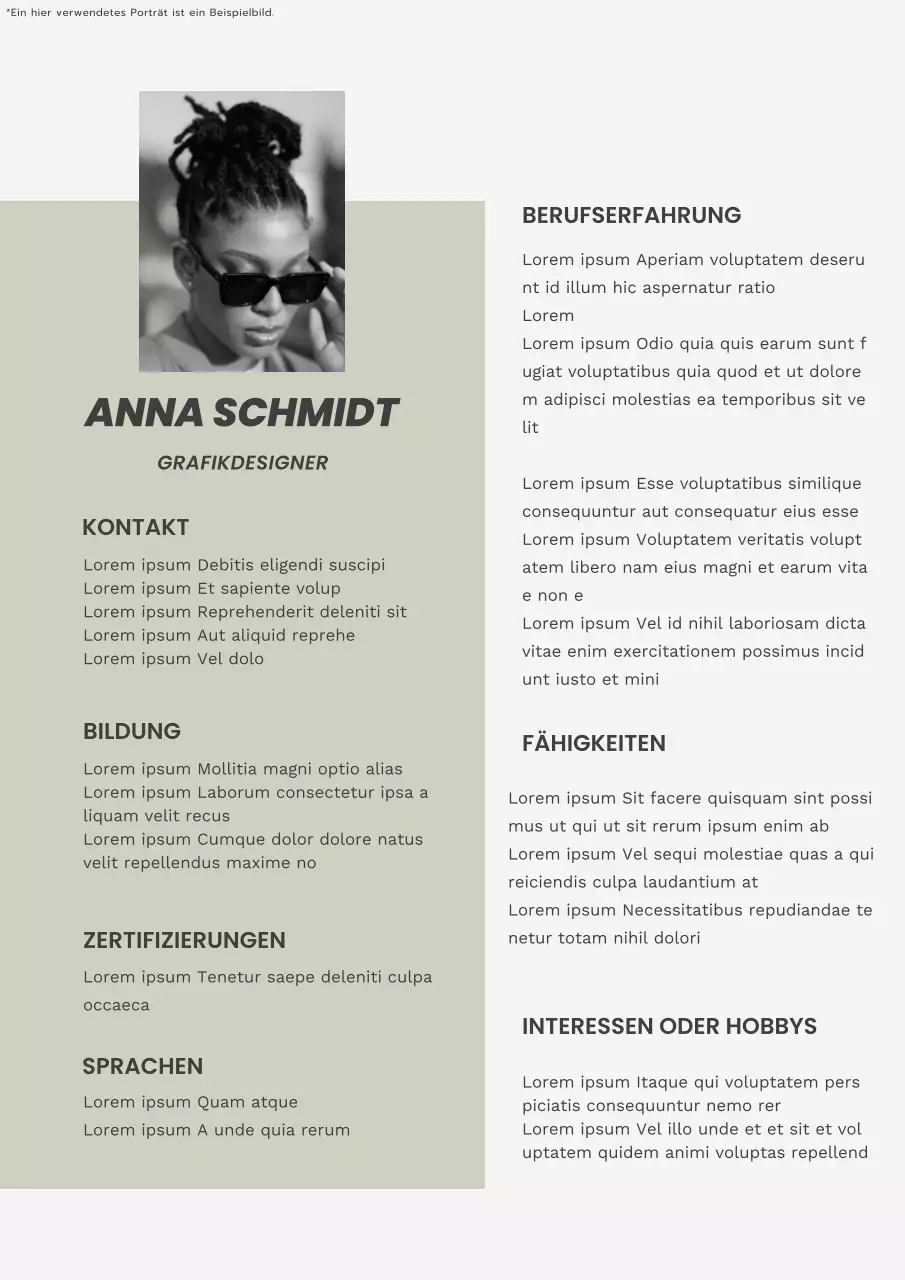 Beige und Khaki Modern Graphic Designer Lebenslauf Einleitung