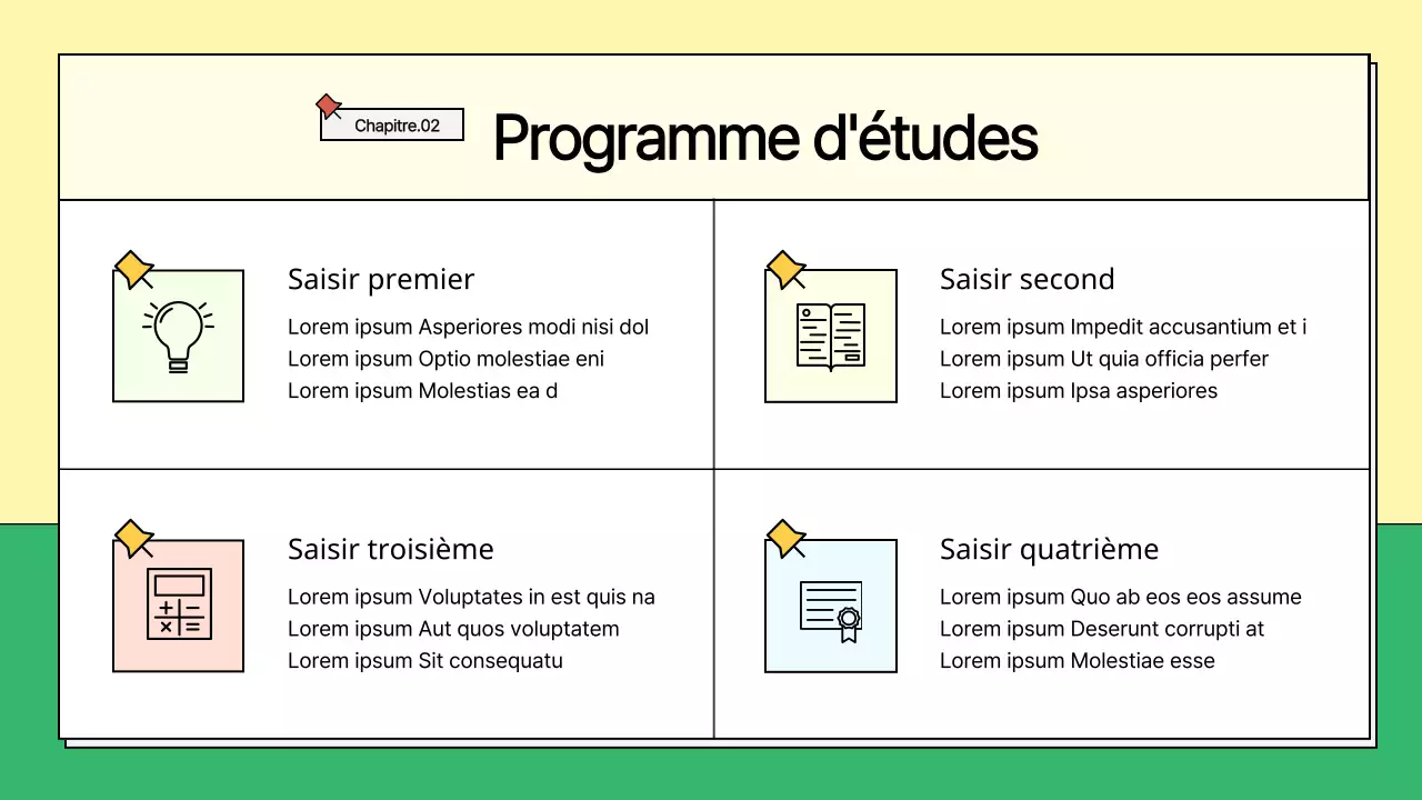 Prospectus de l'école jaune et verte