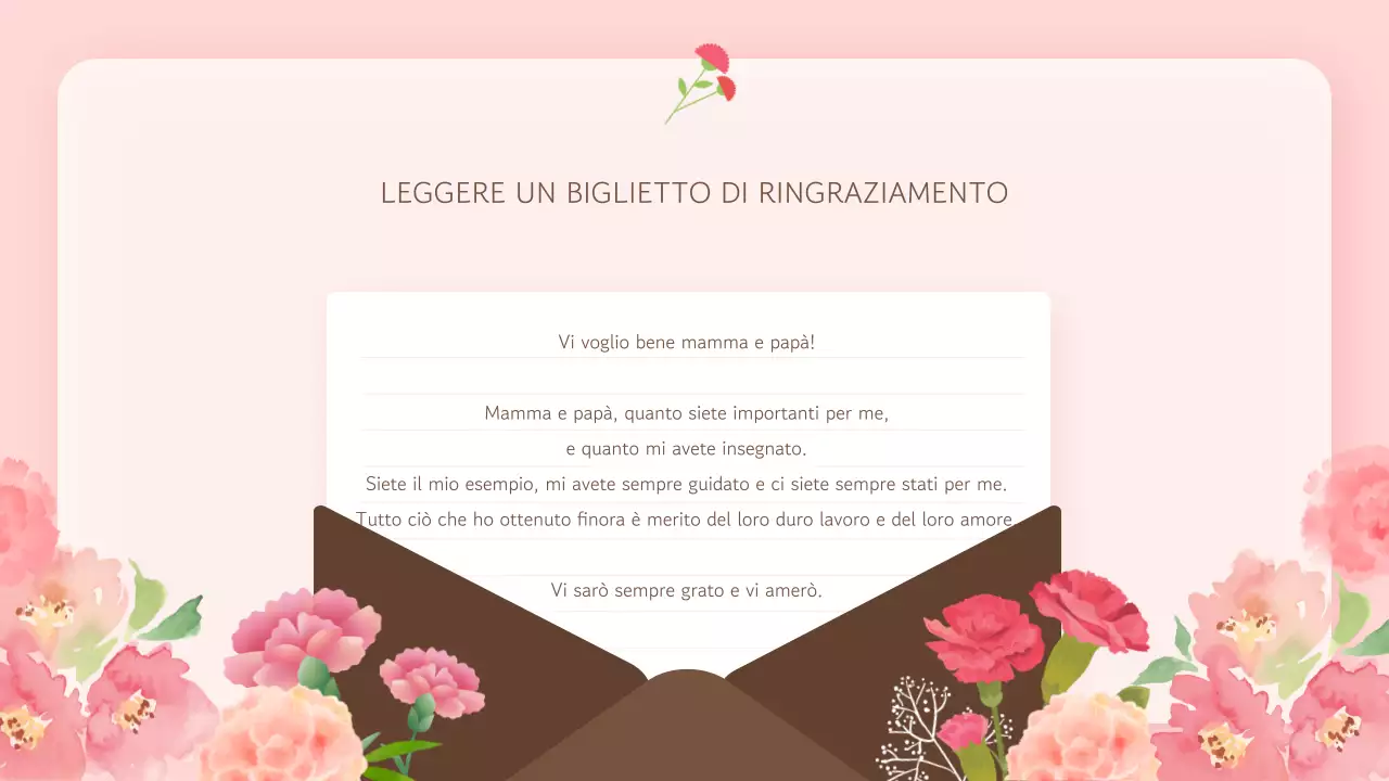 Un semplice programma per la festa della mamma in rosa e marrone per la presentazione dell'evento.