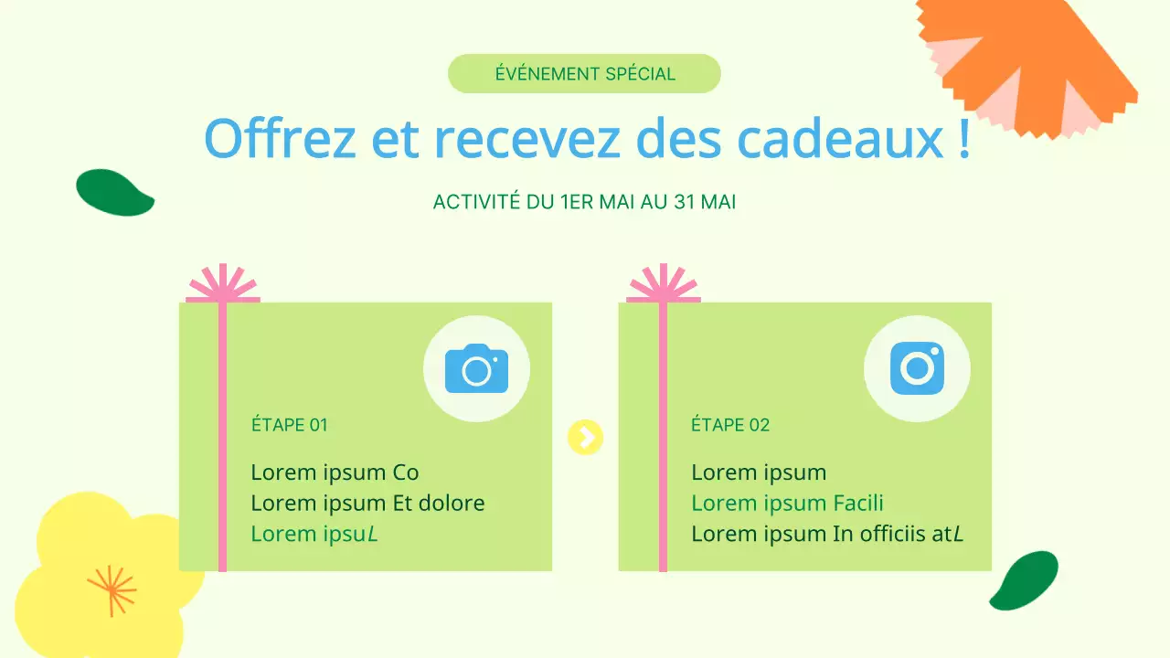 Promouvoir la vente de cadeaux du Mois de la maison jaune et verte