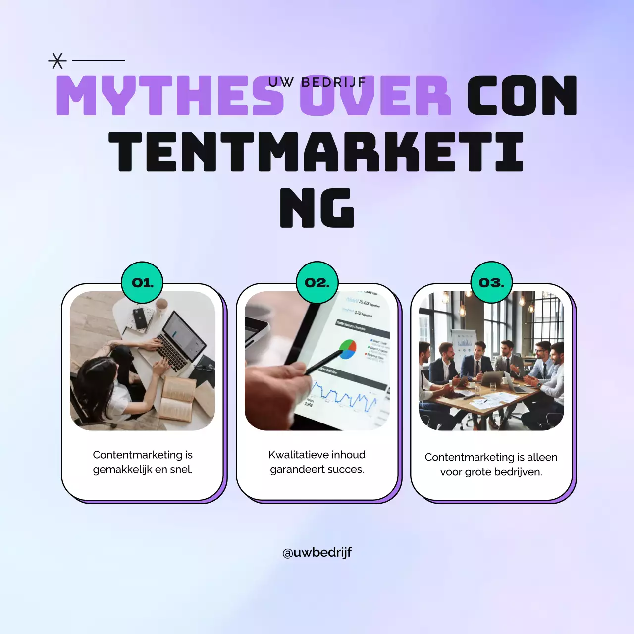 Zwart en paars Moderne Content Marketing Publiciteit