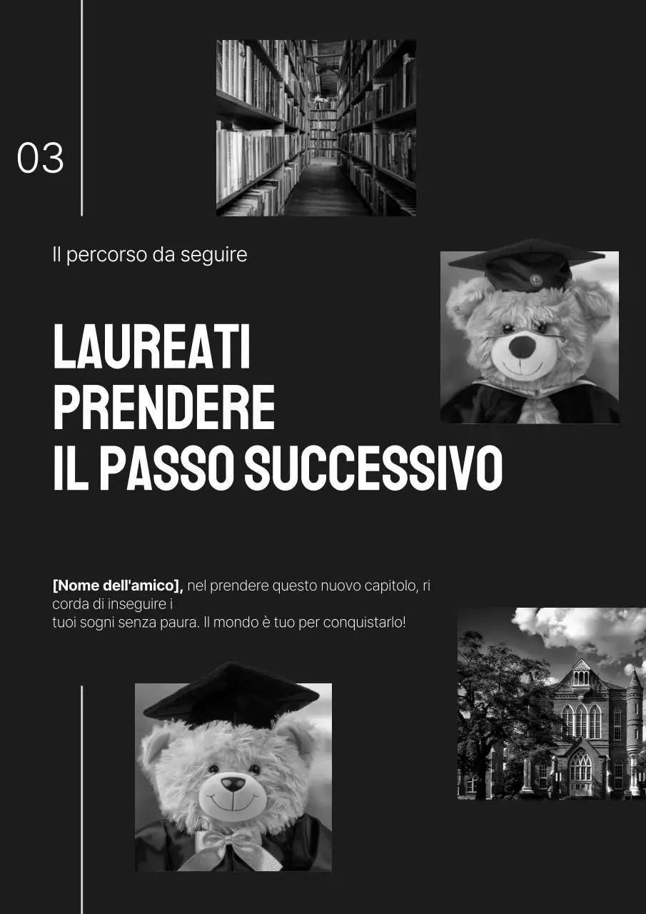 Promozione di laurea kitsch in bianco e nero e in nero