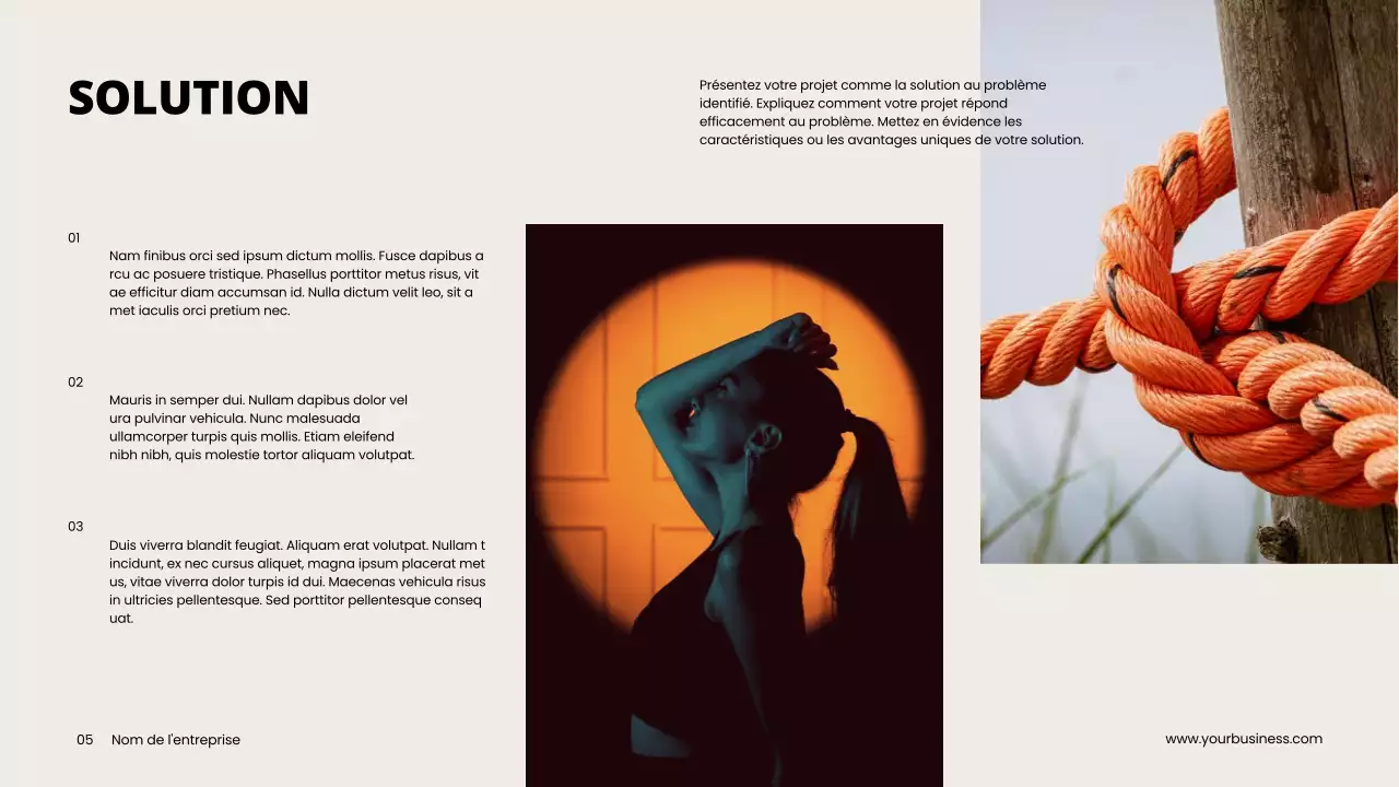 Gris Orange Minimal Propre Projet Pitch Deck Proposition