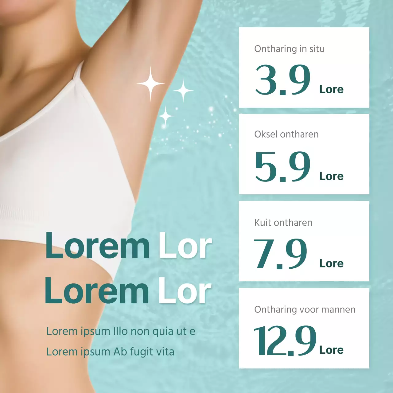 Trendy dermatologie zomerevenement advertentie met lichtblauwe achtergrond