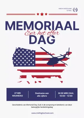 Eenvoudige Memorial Day School Evenement Aankondigingen in Navy en Rood