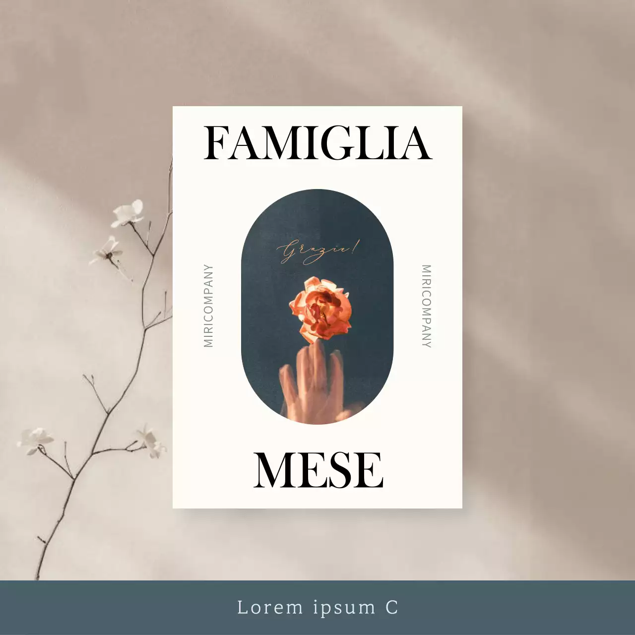 Una moderna collezione di biglietti di ringraziamento in beige e blu marino