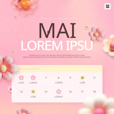 Ankündigung des rosa und gelben Trends der Schließungen des Monats der Familie