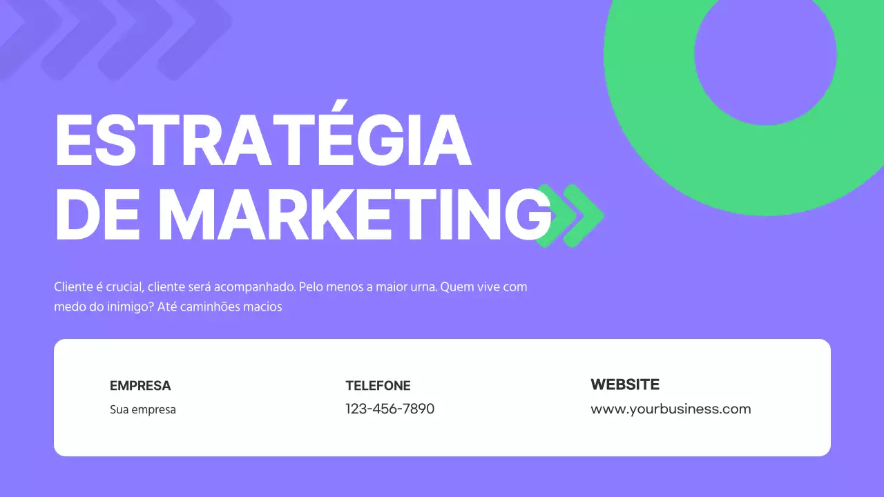 Campanha de estratégia de marketing moderna em roxo e verde