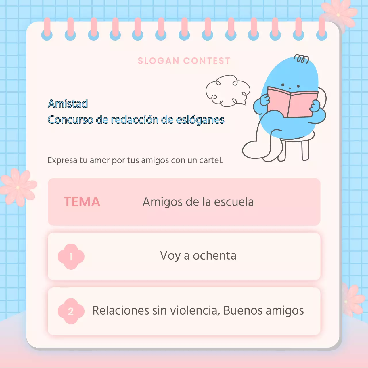 Postes de campaña de la amistad rosa y azul claro