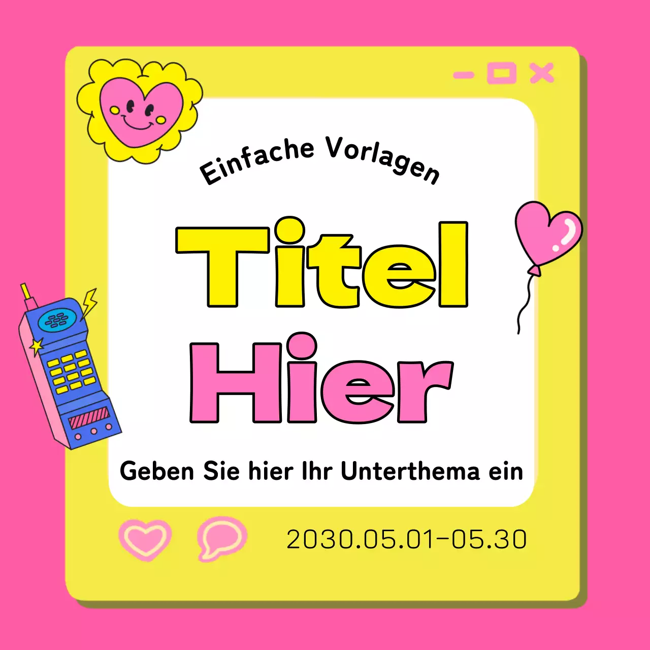 Niedlicher Titelrahmen in Rosa und Gelb