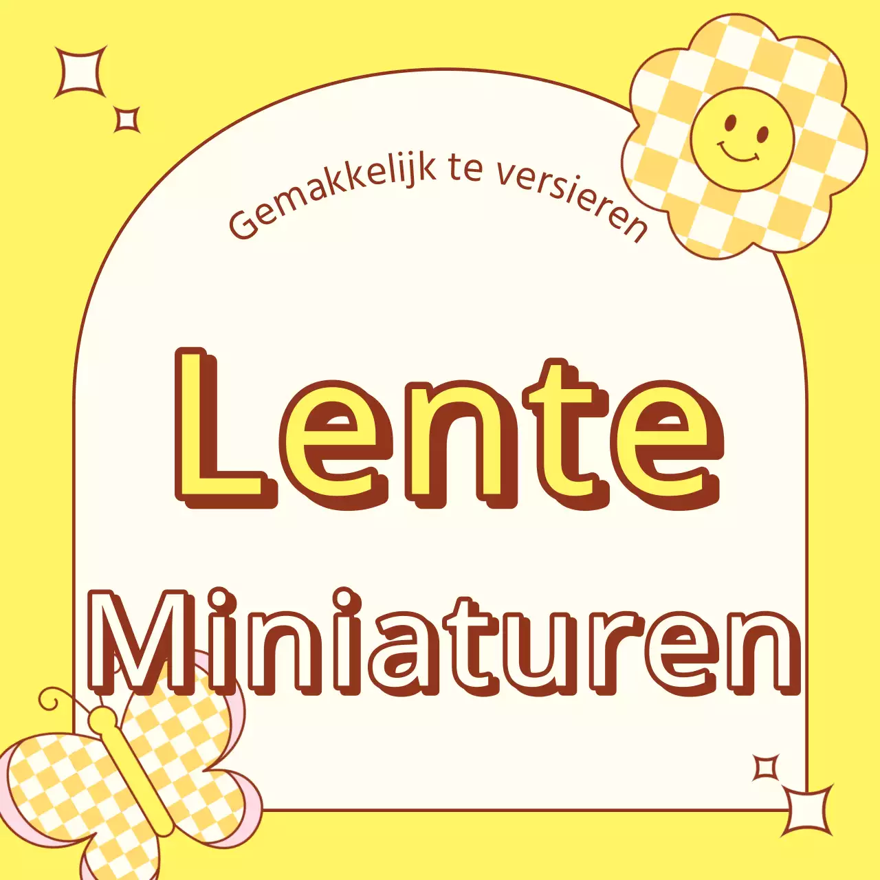 Kitscherige lenteaankondiging in geel en lichtblauw