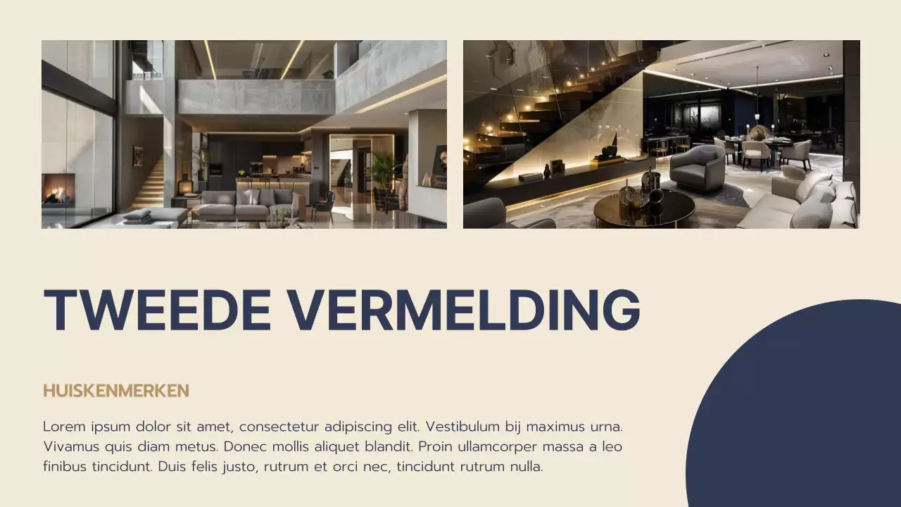 Blauw en Beige Modern Vastgoed Voorstel