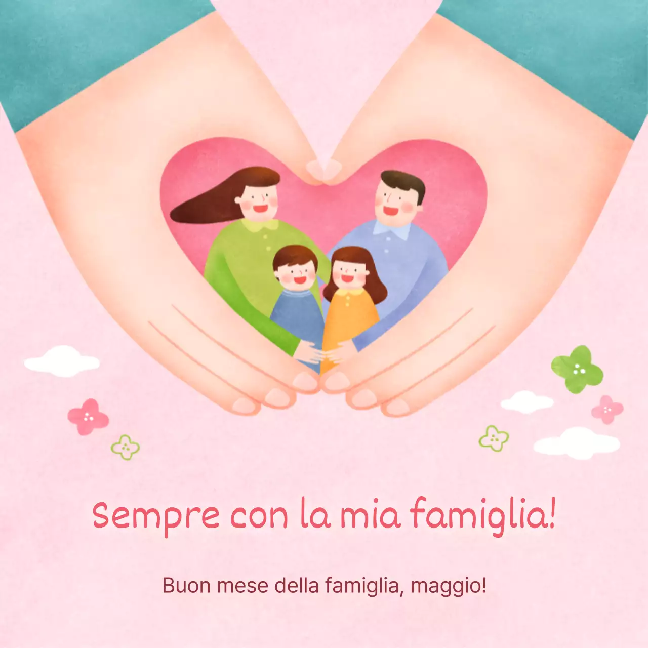 Un simpatico biglietto d'auguri per il Mese della Famiglia in rosa e chartreuse