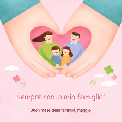 Un simpatico biglietto d'auguri per il Mese della Famiglia in rosa e chartreuse