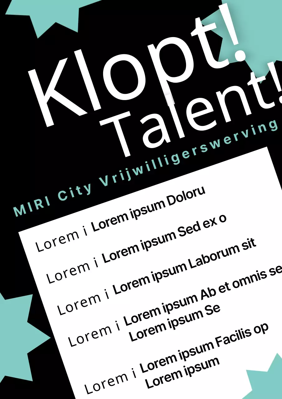 Eenvoudige zwart met lichtblauwe vrijwilligerswervingsflyer