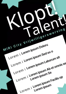 Eenvoudige zwart met lichtblauwe vrijwilligerswervingsflyer