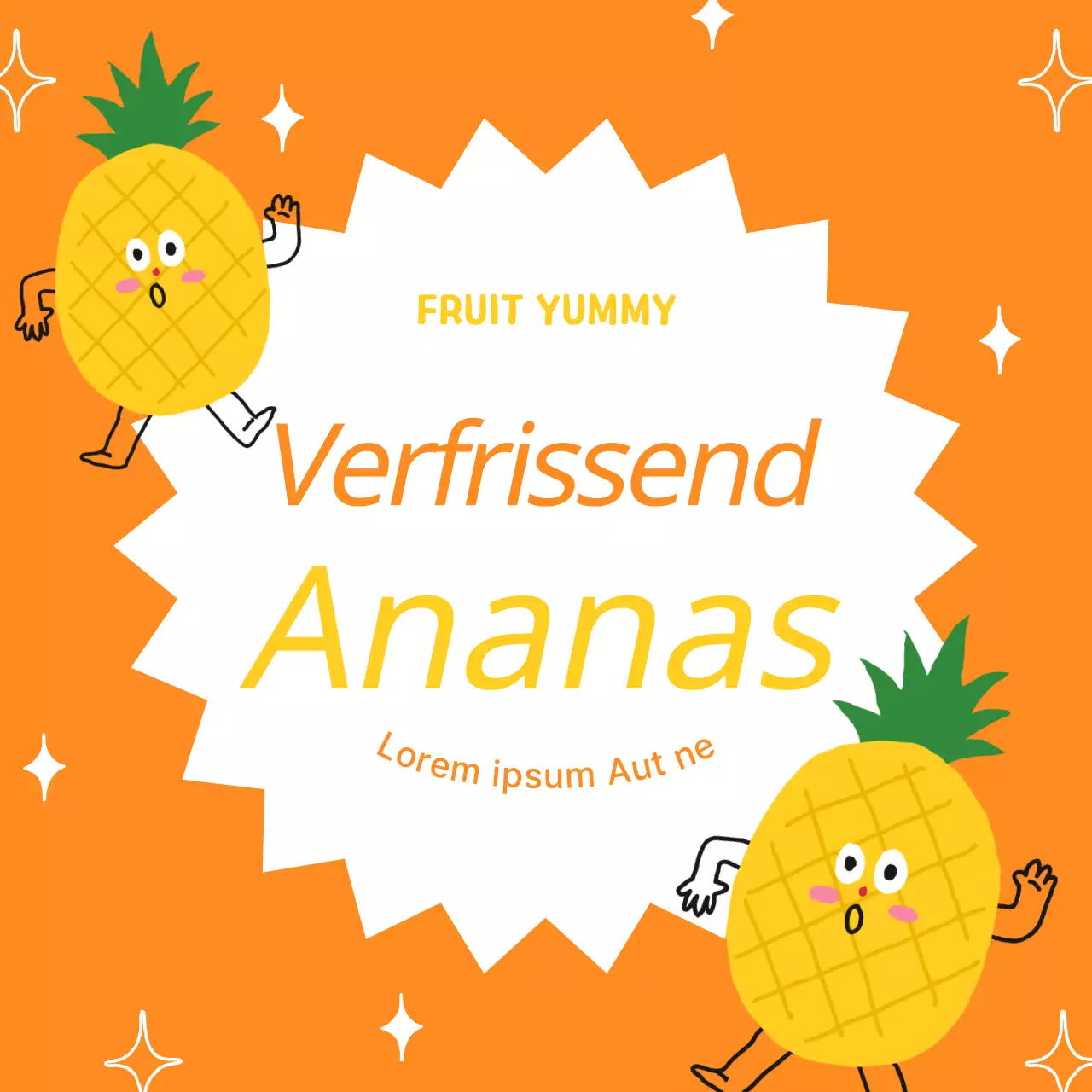 Promoot eenvoudige fruitproducten in oranje en roze