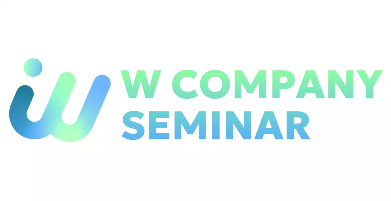 グラデーションのロゴが入った華やかな印象の企業セミナー