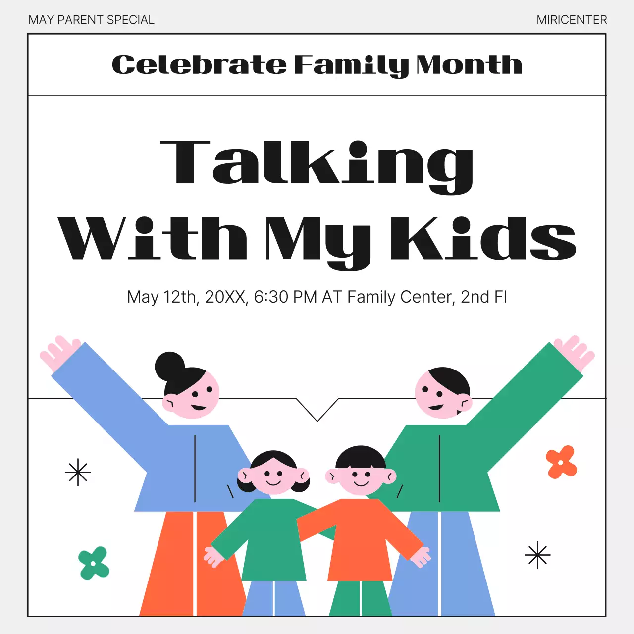 Colorful Modern Family Event Announcement Instagram Carousel