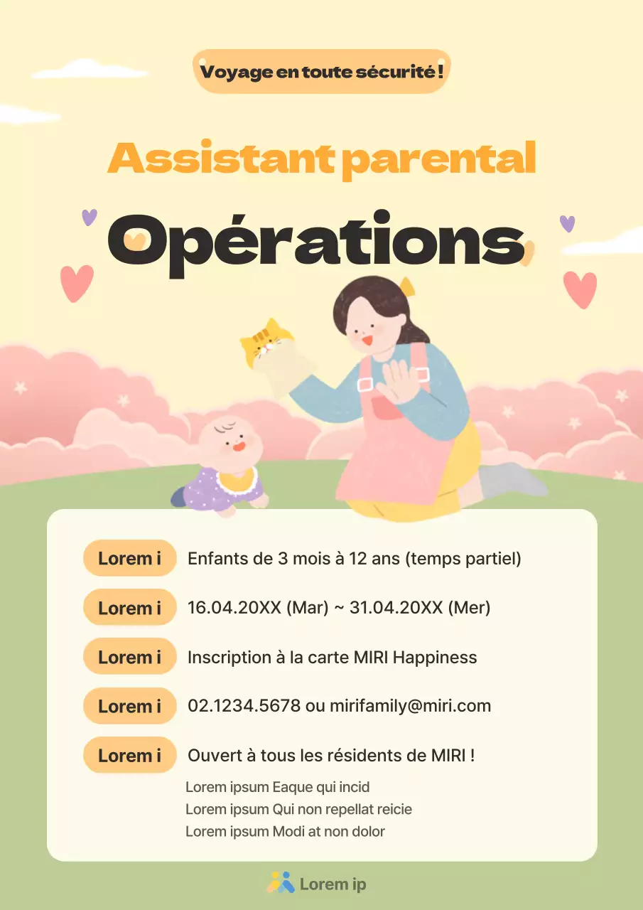 Annonce de l'assistante parentale jaune et ivoire