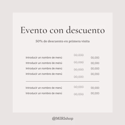 Una sencilla guía de precios de menú en beige y marfil