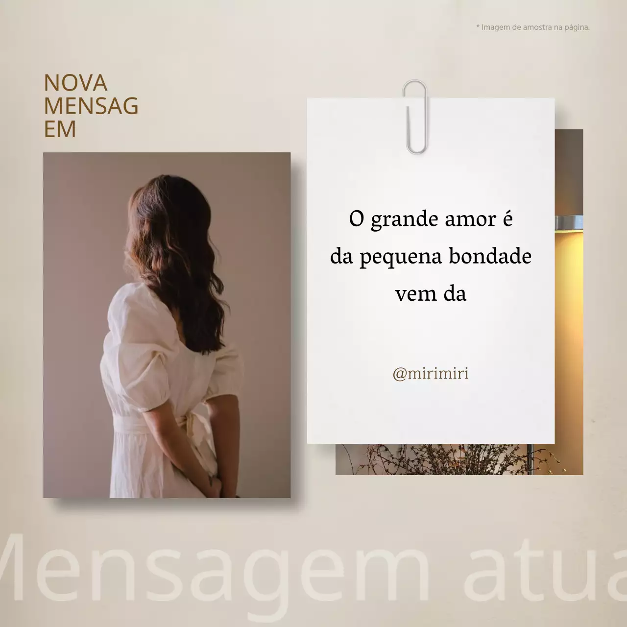 Clipe de sentimento vintage bege e castanho para promover a sua mensagem