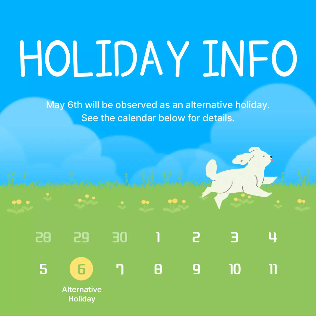 Blue Simple Holiday Calendar Social Media Post