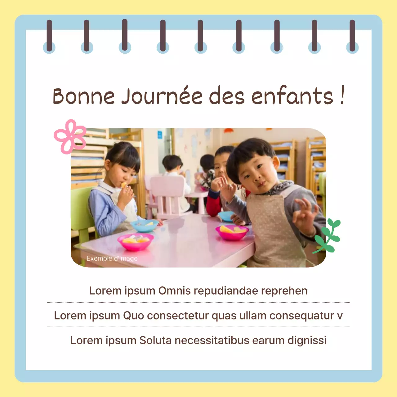 Annonce minimaliste de promotion de la Journée de l'enfance sur fond jaune