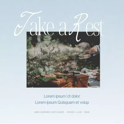 Faites la promotion des heures d'ouverture de votre café grâce à un design moderne bleu clair et blanc.