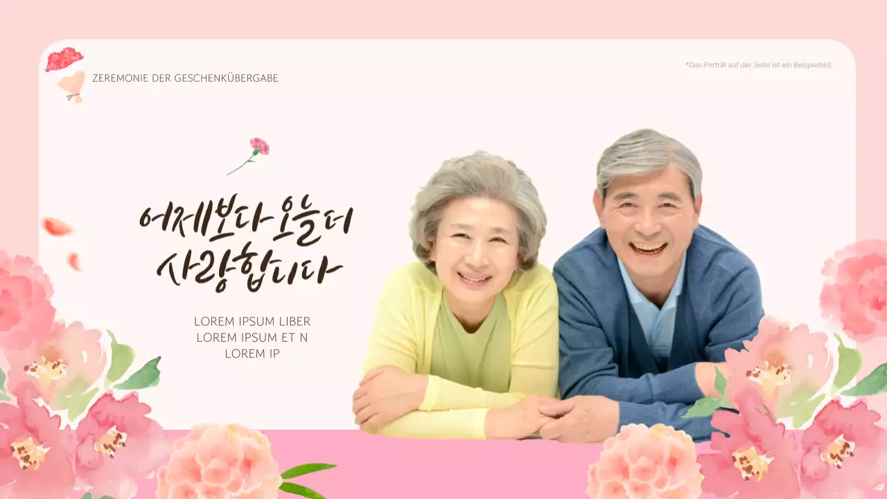 Ein einfaches Muttertagsprogramm in rosa und brauner Eventpräsentation