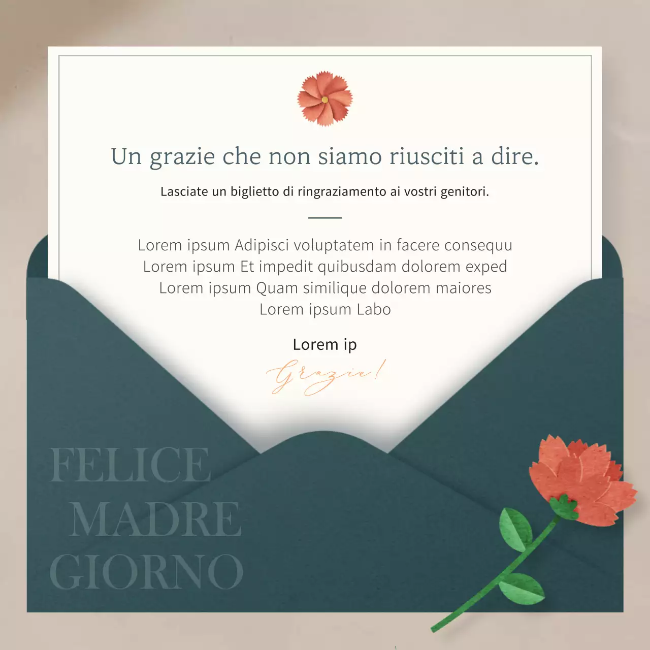 Una moderna collezione di biglietti di ringraziamento in beige e blu marino