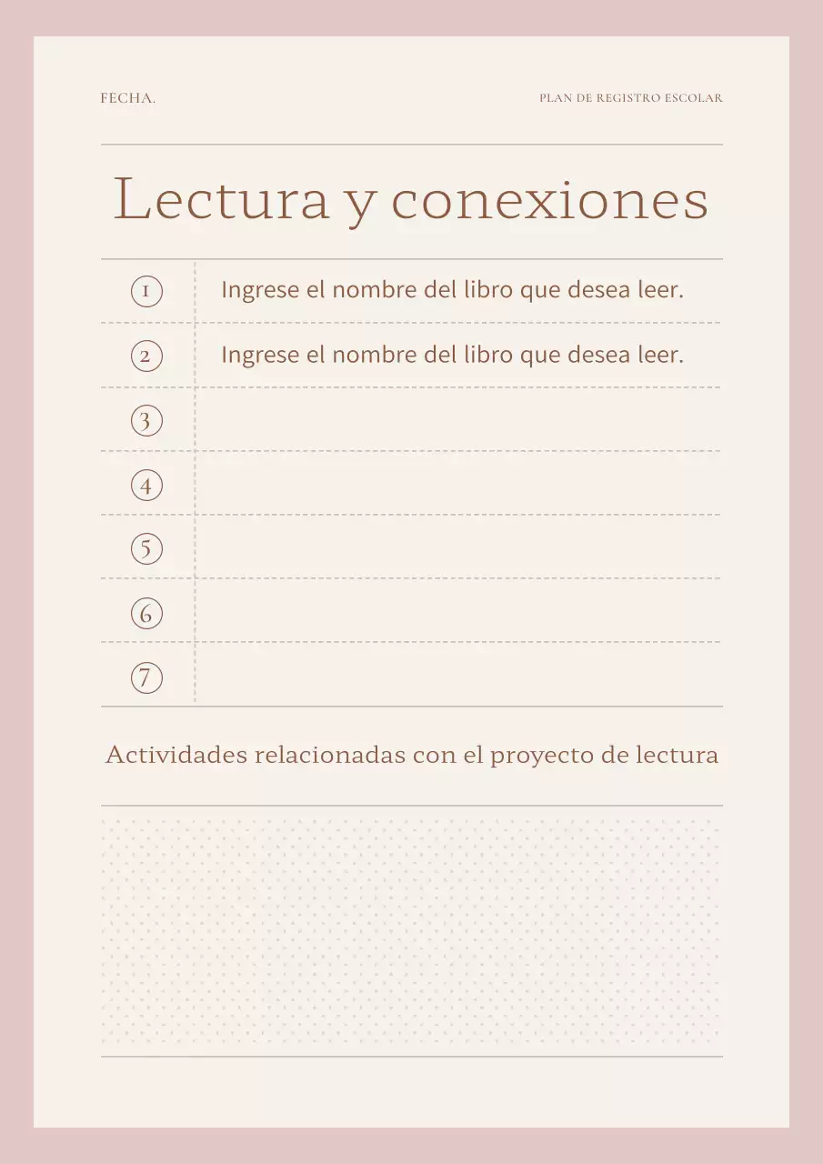 Agenda sencilla en rosa y marfil