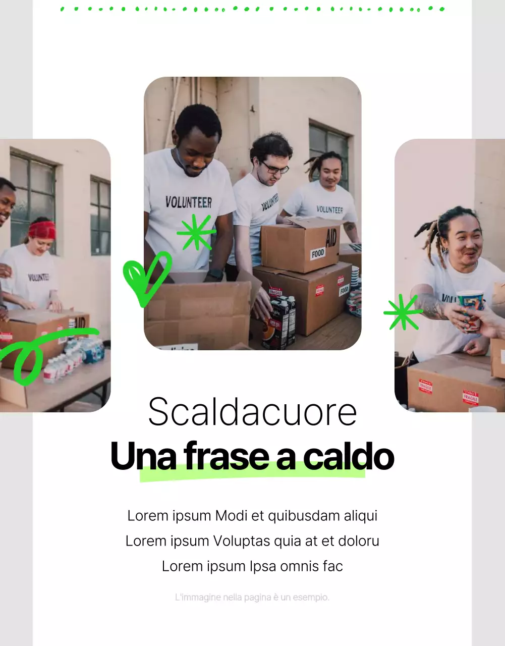 Informazioni semplici sulla sponsorizzazione della ONG in bianco e in colori fluorescenti