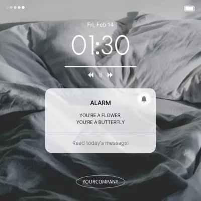 Grey Minimal Alarm Notification Social Media Post